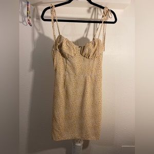 Yellow Ditsy Flower Summer Mini Dress